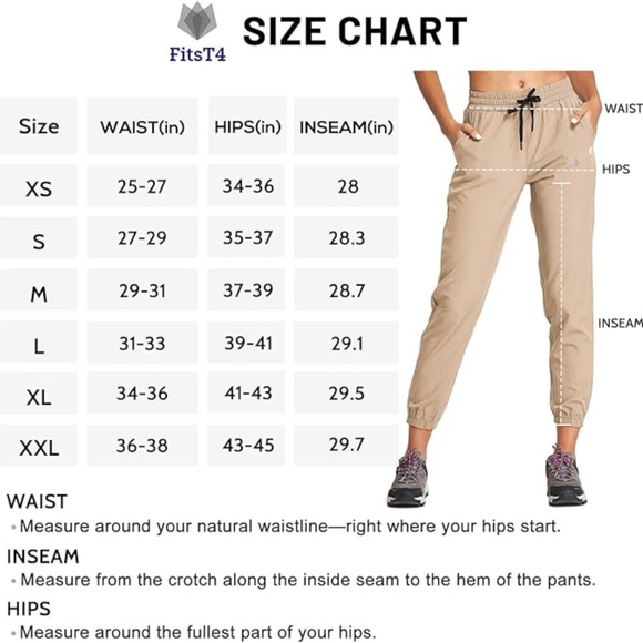 Women's Lightweight Hiking Quick Dry Drawstring Joggers - Picture 2 of 6